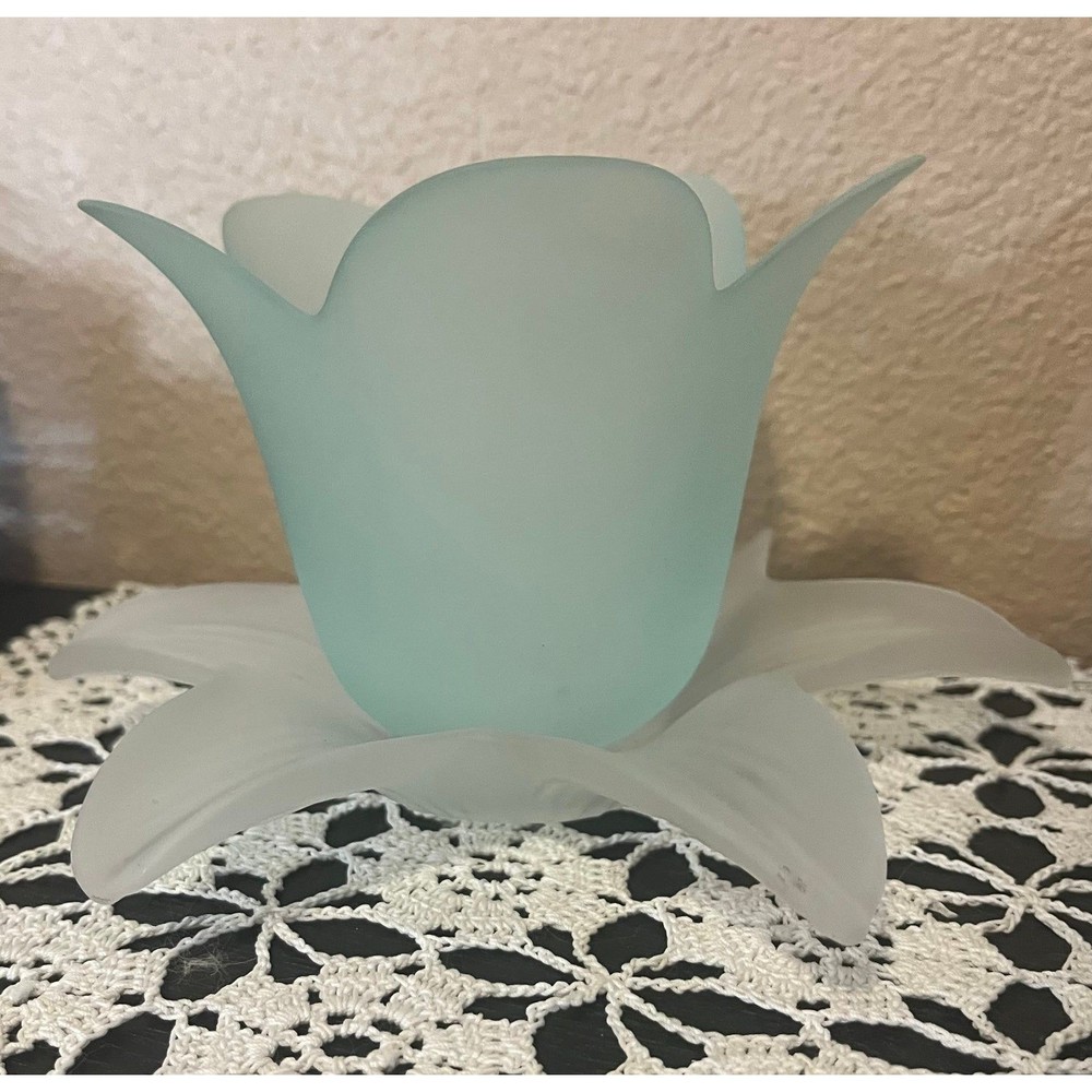 Vintage Studio Nova Frosted Tulip Mint Green Votive Holder